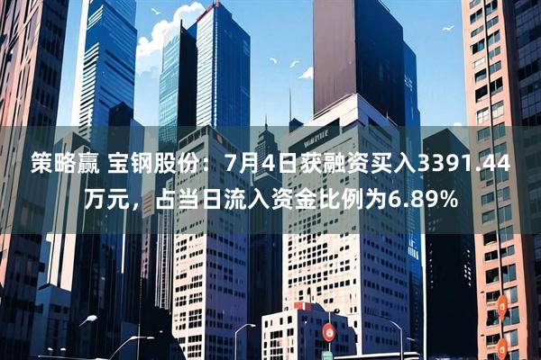 策略赢 宝钢股份：7月4日获融资买入3391.44万元，占当日流入资金比例为6.89%